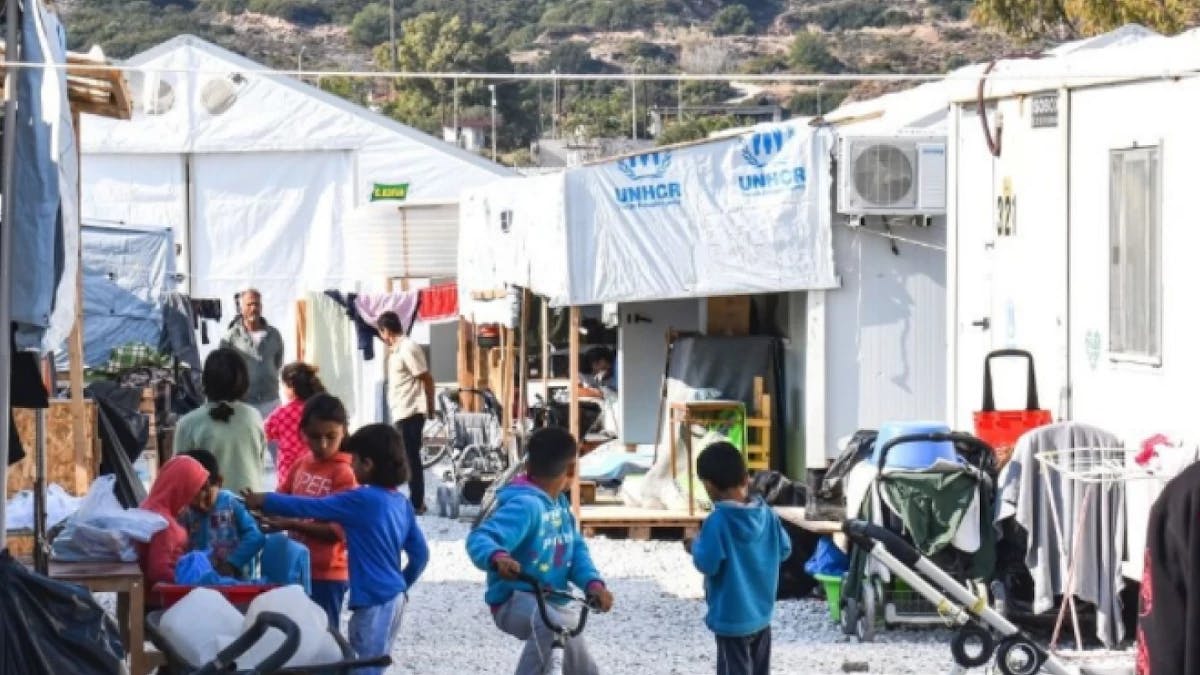 children in a refugee camp